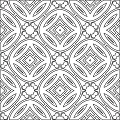 Geometric vector pattern with triangular elements. Seamless abstract ornament for wallpapers and backgrounds. Black and white colors. 