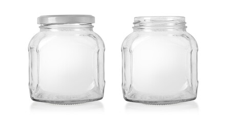 empty glass jar isolated on white