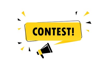 Megaphone with Contest speech bubble banner. Loudspeaker. Can be used for business, marketing and advertising. Vector EPS 10. Isolated on white background