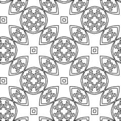 Geometric vector pattern with triangular elements. Seamless abstract ornament for wallpapers and backgrounds. Black and white colors. 