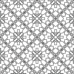 Geometric vector pattern with triangular elements. Seamless abstract ornament for wallpapers and backgrounds. Black and white colors. 
