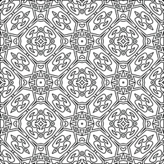 Geometric vector pattern with triangular elements. Seamless abstract ornament for wallpapers and backgrounds. Black and white colors. 