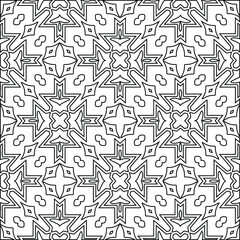 Geometric vector pattern with triangular elements. Seamless abstract ornament for wallpapers and backgrounds. Black and white colors. 