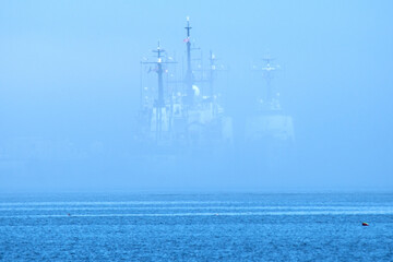 ships in the fog
