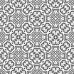 Geometric vector pattern with triangular elements. Seamless abstract ornament for wallpapers and backgrounds. Black and white colors. 