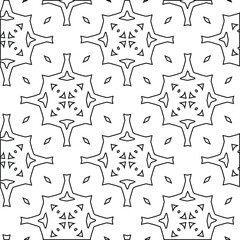 Geometric vector pattern with triangular elements. Seamless abstract ornament for wallpapers and backgrounds. Black and white colors. 