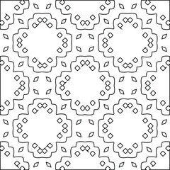 Geometric vector pattern with triangular elements. Seamless abstract ornament for wallpapers and backgrounds. Black and white colors. 