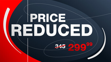 Price Reduced banner on bright background 