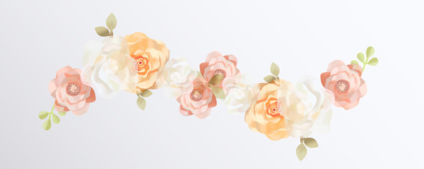 Realistic rose bouquet, rose flowers. Seasonal sales.