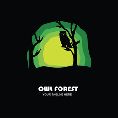 Silhouette of owl in forest