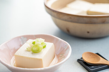 Healthy tofu stewed in a Earthenware pot