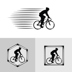 Fototapeta na wymiar Set of cyclist logo silhouettes