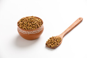 chickpeas ( Gram) in wood bowl with spoon
