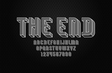 3D gray font, trendy alphabet, modern condensed letters and numbers for your design, vector illustration 10eps