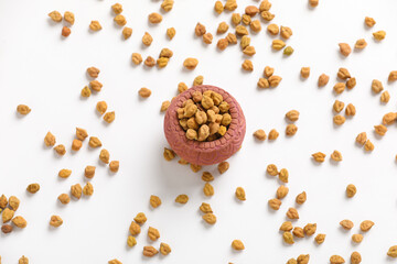 Chickpeas gram in wood bowl