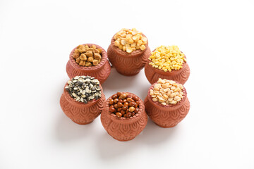 Indian Beans and Pulses in bowl on white background