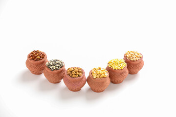 Indian Beans and Pulses in bowl on white background