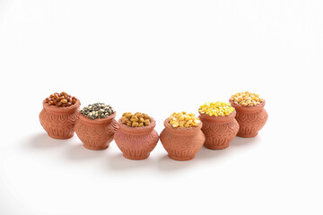 Indian Beans and Pulses in bowl on white background