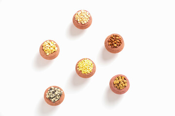 Indian Beans and Pulses in bowl on white background