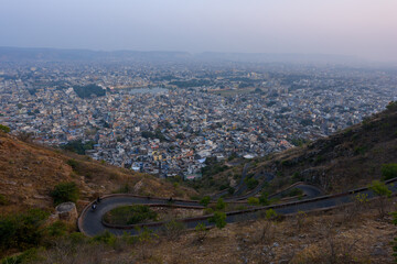 Top view of old Jaipur city at India.