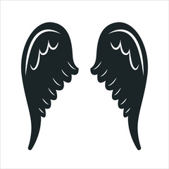 Isolated angel wings on white background. Outline icon. Vector illustration