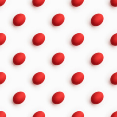 Red easter eggs seamless pattern on white background. Happy easter minimal food concept