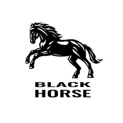 Black horse. Black white logo. Vector illustration.