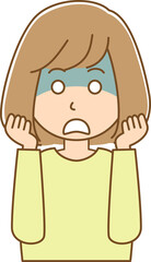 何かにショックを受けている女性のイラスト