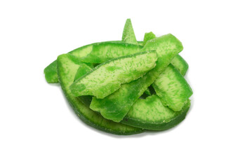 Slices of dried pummelo isolated on white background.