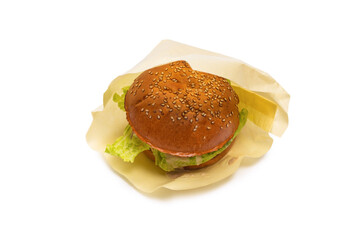 Hamburger isolated on a white background.