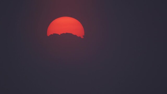 Time Lapse, Abstract Sunset With A Huge Sunball