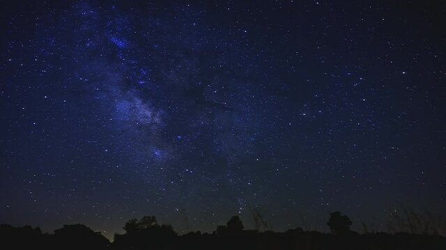 Timelapse astrophotography foreground of the milky way with the lagoon nebula