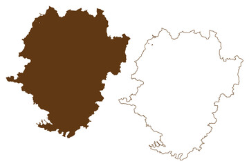 Hassberge district (Federal Republic of Germany, rural district Lower Franconia, Free State of Bavaria) map vector illustration, scribble sketch Hasberge map