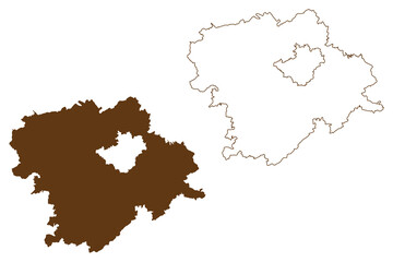 Hof district (Federal Republic of Germany, rural district Upper Franconia, Free State of Bavaria) map vector illustration, scribble sketch Hof map