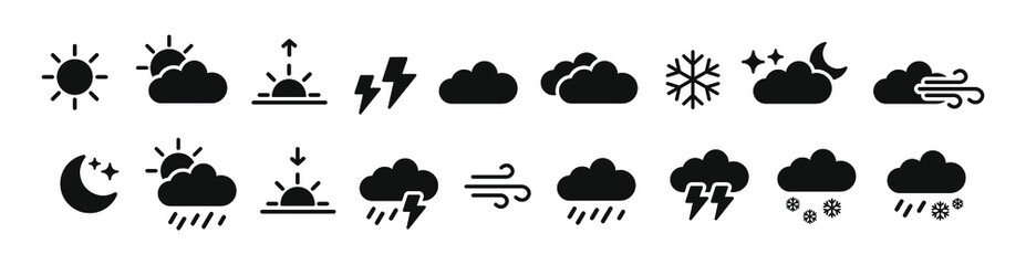 Weather icons set. Meteorology symbol for web and apps.