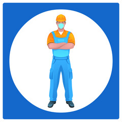 Vector illustration for Worker with Face Mask EPS10