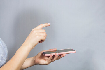 the girl uses the phone