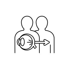 Eye transplant color line icon. Eating show. Autonomous sensory meridian response, sound waves as a symbol of enjoying sounds. Editable stroke.