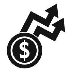 Rise money coin icon, simple style