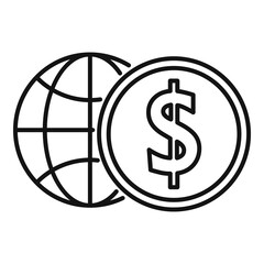 Global money broker icon, outline style