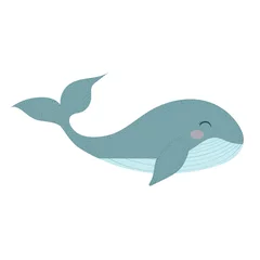 Foto op Plexiglas Leuke walvis, kinderachtig vectorillustratie in vlakke stijl. Voor poster, wenskaart en babyontwerp. © Kristina