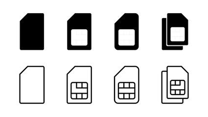 Sim card icon set. dual sim card icon vector