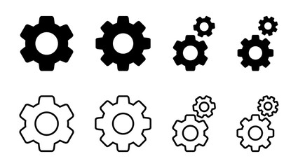 Setting Icon set. Cog Settings Icon Symbol