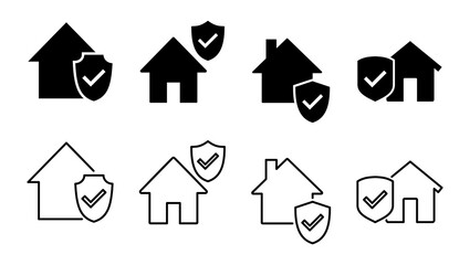 house insurance icon set. house protection icon.