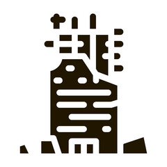 collapse of house to initial foundation glyph icon vector. collapse of house to initial foundation sign. isolated symbol illustration