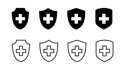 Health insurance icon set. Insurance health document icon