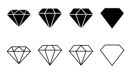 Diamond icon set. diamond gems vector icon.