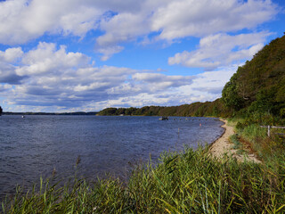 Typical beautiful Danish coastline landscape in the summer