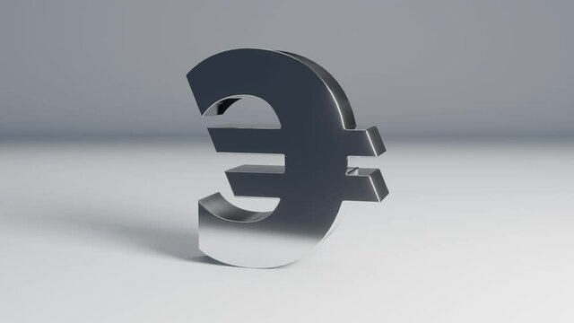 3D European Euro Symbol - silver, rotating, loop animation