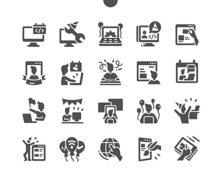 World Webmasters Day 4 April. Calendar. Web designer. Fourth of April. Holiday. Programming, optimization, computer, webmaster, service, code, developer. Vector Solid Icons. Simple Pictogram